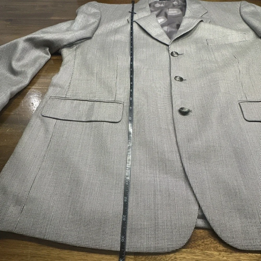 Stafford Mens Blazer Sport Coat 3 Button Casual Jacket 44S Silk Wool Blend Grey‎